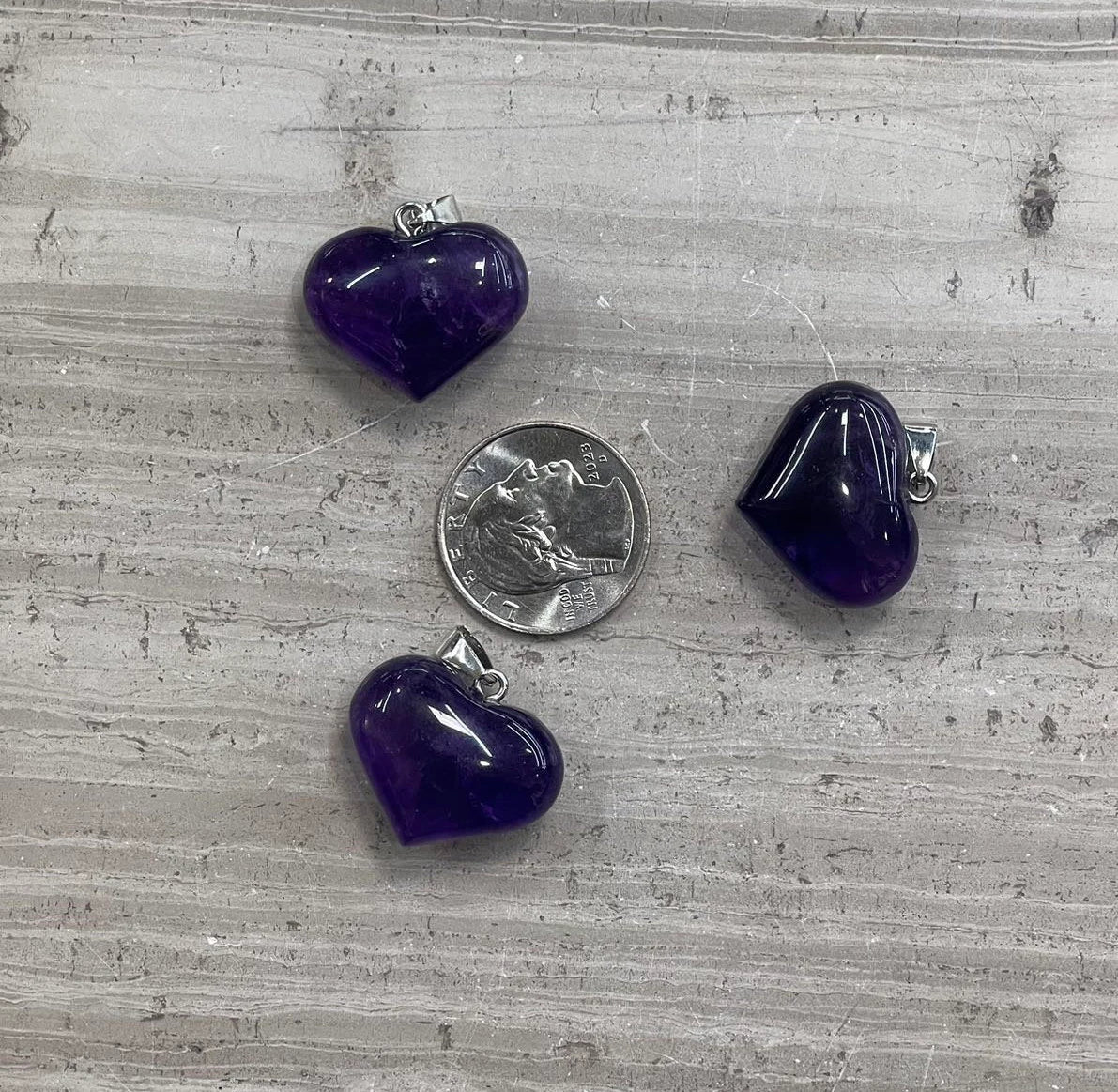 Amethyst 25x20mm Heart Pendant