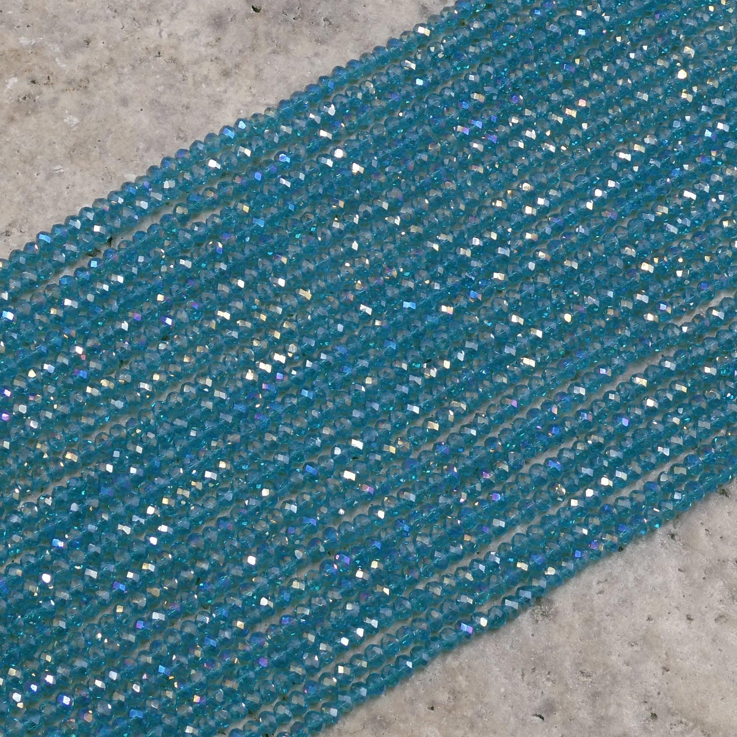 Crystal Faceted Rondelle Blue Zircon AB, 2mm 4mm 6mm 8mm