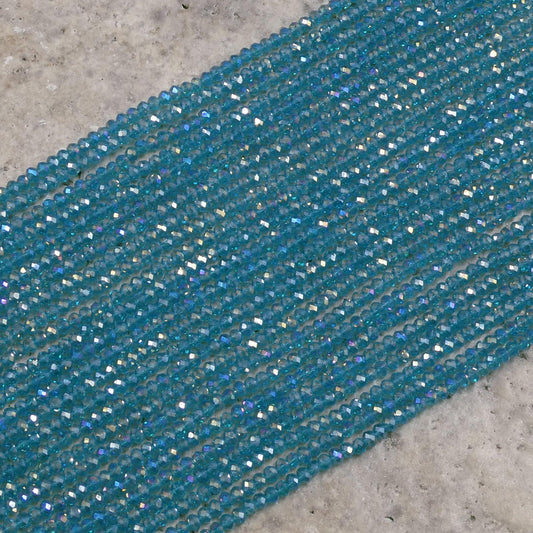 Crystal Faceted Rondelle Blue Zircon AB, 2mm 4mm 6mm 8mm