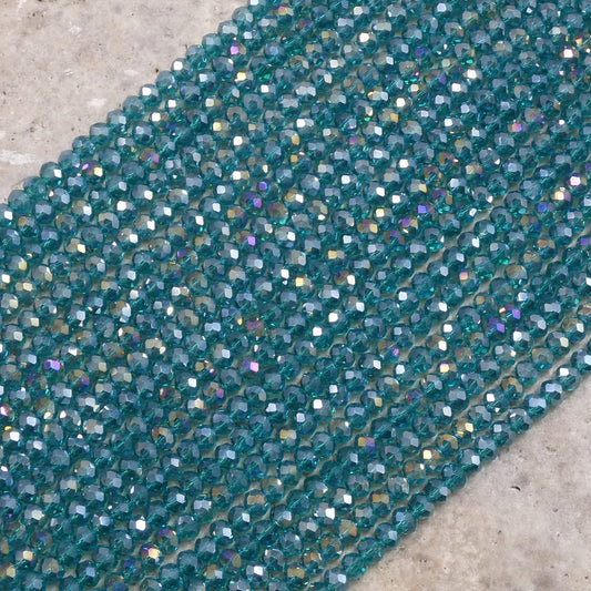 Crystal Faceted Rondelle Blue Zircon AB, 2mm 4mm 6mm 8mm