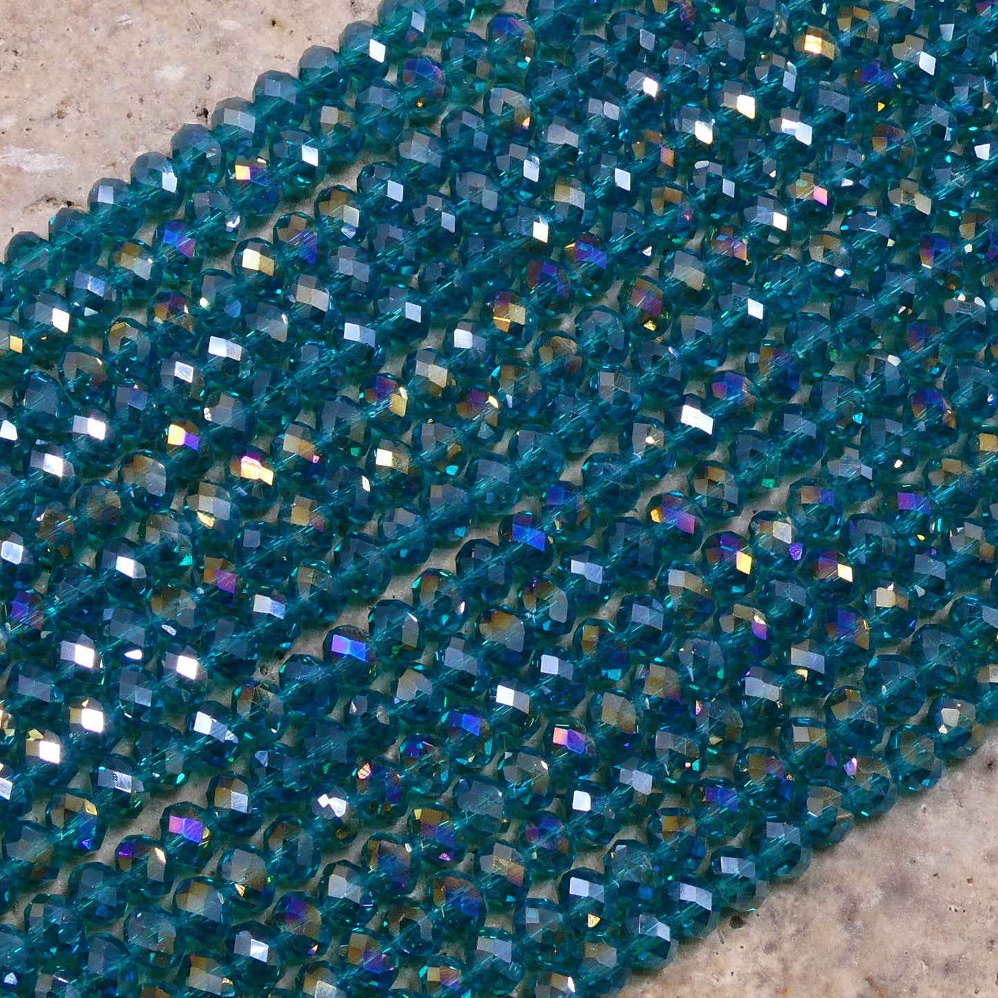 Crystal Faceted Rondelle Blue Zircon AB, 2mm 4mm 6mm 8mm